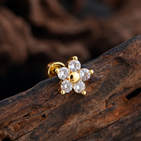 Pendientes hipoalergénicos de acero inoxidable para mujer y niña, pendientes estilo Luna de mariposa, tornillo trasero, cartílago de hélice, lóbulo del trago