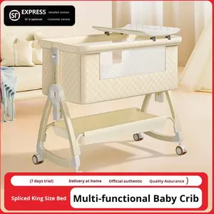 2025 nuovo modello di culla per bambini mobile pieghevole Multi-funzionale letto convertibile grande letto Anti-Spit-Up attrezzatura da gioco per attività - Product Image 2
