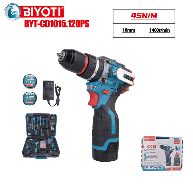 Professional 16.8V Cordless Impact Drill Brushless Electric Screwdriver 2 Speed Power Tool Kit with Lithium Battery Biyoti