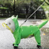 Ensemble imperméable et bottes pour chien Green Frog, OEM, polyester, réfléchissant, imperméable, à capuche + anneau de laisse, MOQ 200, couleur/logo personnalisé, expédition en 7 jours