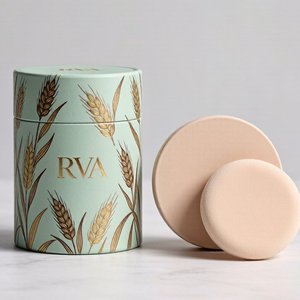 Custom Printed Cosmetic Paper Tube Round Packaging Luxury Cardboard Cylinder <b>Box</b> for Powder Puff Skincare - Product Image 1
