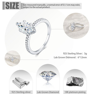 Anillo de Diamante Cultivado en Laboratorio de Alta Gama, Color D, 1.85ct, Corte Marquesa, Plata de Ley S925, Alto Pulido, Anillo de Boda para <span class=keywords><strong>Esposa</strong></span> - Product Image 3