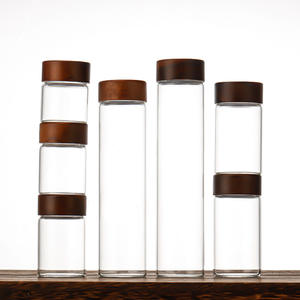 Frasco de Vidrio de Borosilicato de 47 mm de Diámetro con Tapa de Madera de Acacia y Plástico, Recipiente Hermético de Grado Alimenticio para Organización de Despensa - Product Image 2