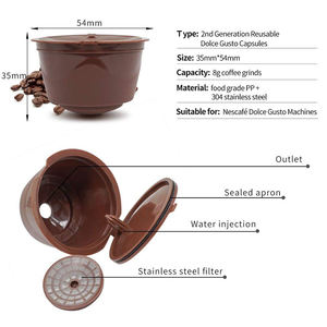 Capsules de café réutilisables K485 — 1, pour nescafé Gusto, <span class=keywords><strong>dosettes</strong></span> à filtre, cuillère, brosse, goût doux, 6 pièces - Product Image 6