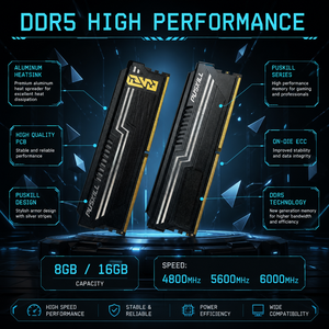 PUSKILL DDR5 แรมเดสก์ท็อป 8GB 16GB 4800MHz 5600MHz 6000MHz ECC หน่วยความจำประสิทธิภาพสูงสำหรับเล่นเกมบนพีซี - Product Image 1