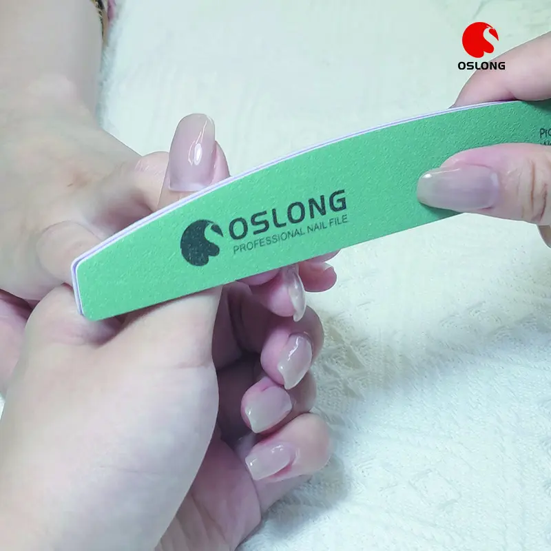 Lima de uñas con logotipo impreso personalizado, tablero PS colorido, herramientas para decoración de uñas, juego de limas de uñas verdes