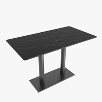 Table à manger moderne en acier inoxydable, pieds en fer, plateau en pierre frittée effet marbre, durable, facile à nettoyer, pour restaurant et café, directement de l'usine