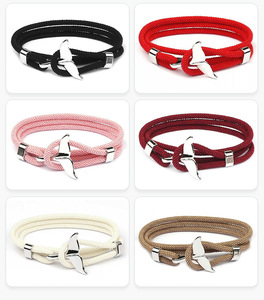 สร้อยข้อมือโลหะสีดำสีแดงคุณภาพสูงสำหรับผู้หญิงผู้ชายปรับได้เชือกหางปลาเต่าทะเล menottes Bijoux Corde สร้อยข้อมือ - Product Image 6