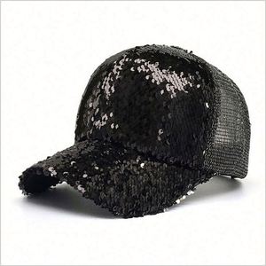 Casquette de baseball personnalisable unie à paillettes, scintillante et élégante pour spectacle, 100% polyester, modèle standard - Product Image 6