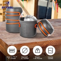 Ensemble de cuisine de camping URPOOL, 16 pièces, en alliage d'aluminium, antiadhésif, casseroles, poêles, couteau pliant, fourchette, compatible avec la cuisinière à gaz, portable