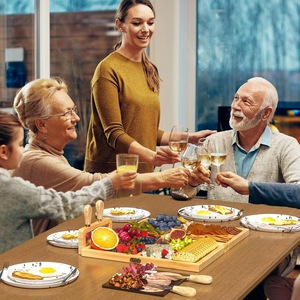 <b>Cheese</b> deli tray <b>set</b> - foldable server tray, foldable bamboo <b>cheese</b> tray with 4 <b>knives</b> - Product Image 5