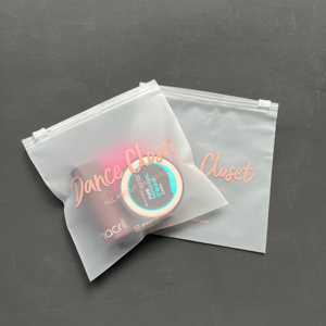 Branded Frosted Zip Lock Bags - Square <b>Plastic</b> <b>Packaging</b> Pouches for Cosmetics & Dance Accessories - Product Image 3