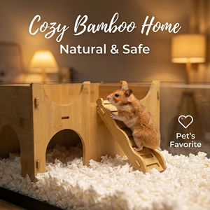 Villa de Bambú de Dos Pisos para Hámster, Casa para Mascotas Pequeñas con Escalera, Hábitat Natural, Construcción Duradera - Product Image 4