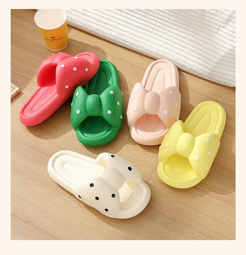Summer Home EVA Slippers Bathroom Non-slip Thick Bottoming Cute Girls Bow Slides Sandals