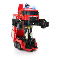 Nuevo Juguete RC 2023, Camión de Bomberos con Aspersor RC de Deformación con un Solo Clic, Robots Transformables RC