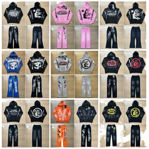 <span class=keywords><strong>Felpa</strong></span> con <span class=keywords><strong>Cappuccio</strong></span> di Tendenza Hell Star Stile Instagram Retrò con Stampa Fango Effetto Lavato <span class=keywords><strong>Vintage</strong></span> Sciolta Autunnale in 100% Cotone Terry Anti-Pilling - Product Image 2