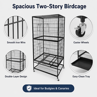 Grande cage à oiseaux en fer extra-large, style villa, à trois niveaux, avec protection anti-évasion, forme carrée, pour perroquets