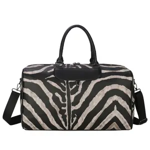 Neue Schwarz-Weiß-Streifen Mode Kurzstrecken-Reisetasche tragbare Sport-Fitness-Tasche große Kapazität Zebra muster Gepäck tasche