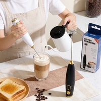 Mousseur à lait électrique sans fil portatif avec mousseur en acier inoxydable, design moderne et minimaliste, petit modèle en U pour lait, café, crème