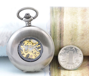 Montre de poche à fenêtre ouverte avec squelette <span class=keywords><strong>Lasha</strong></span> Grain, finition bronze antique et argentée, mouvement mécanique numérique - Product Image 3