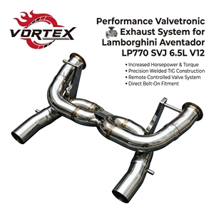 Section d'échappement arrière en acier inoxydable finition miroir Vortex X-Pipe pour Lamborghini Aventador LP770 SVJ 6.5L V12 – Pack de vente en gros - Product Image 1