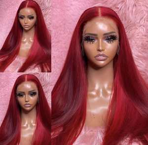 Haute qualité 613 <span class=keywords><strong>Blonde</strong></span> vrais cheveux humains perruque rouge couleur personnalisée sans colle os perruque de cheveux raides dentelle fermeture frontale perruque - Product Image 1