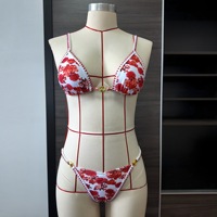 Ensemble de bikini à imprimé floral bordé, maillot de bain sexy pour femme 2026, micro string, maillot de bain brésilien 2026