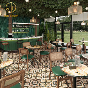 Muebles de Lujo para Restaurante de Comida Rápida, Mesa y Silla de Comedor Redonda de Piedra Sinterizada con Media Luna de Cuero para Pizza y Hamburguesas - Product Image 5