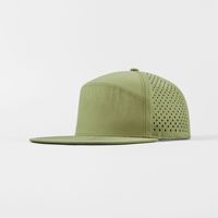 Venta al por mayor de 6 paneles personalizados de pico plano azul marino impermeable estructurado bordado logotipo láser agujero perforado Snapback gorra