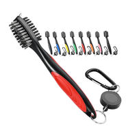 Brosse de nettoyage de clubs de golf en gros, double face, rétractable, outil de nettoyage des rainures de golf en laiton et nylon