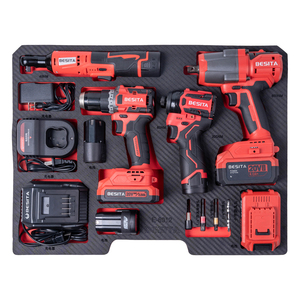 Bộ dụng cụ điện không chổi than Lithium 4 trong 1: cờ lê lực, máy khoan điện, tua vít tác động - Product Image 1