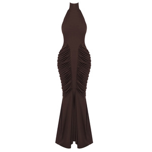 Abito da sera lungo sexy con scollo all'americana da donna, <span class=keywords><strong>vestito</strong></span> elegante aderente per feste, abito da sirena per matrimoni, banchetti e discoteche - Product Image 5