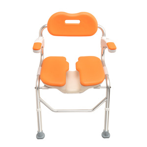 Silla de Baño para Enfermería Color Naranja con Capacidad de Carga de 250 Kg y Reposabrazos para Ancianos y Mujeres Embarazadas - Product Image 4