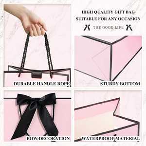 Bow Ribbon Greeting <b>Cards</b> Present Bags with Handles for Birthday <b>Wedding</b> School & Business Shopping <b>Gift</b> Bags - Product Image 3