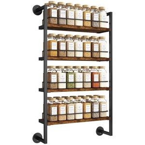 4-Tier Wall-Mounted Spice Rack, Holds 50 Spice <b>Jars</b>, Versatile <b>Storage</b> Rack <b>for</b> <b>Kitchens</b>, Cabinets, Pantry, and Living Rooms - Product Image 1