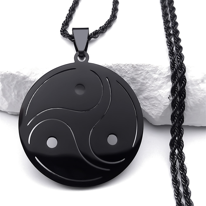thumbnail image 2 of Bdsm Triskelion Symbol Pendant Necklace For Women Men Stainless Steel Black Color Fifty Shades Of G I.1159450709 2 of 13