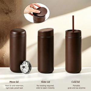 Lot de Bouteilles Isothermes Anti-Fuite de 450 <span class=keywords><strong>ml</strong></span> avec 3 Couvercles – Cadeau d'Entreprise Promotionnel – Coffret de Tasses en Acier Inoxydable - Product Image 3