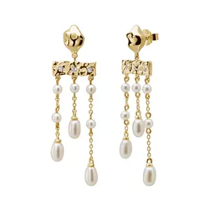 Oro Vermeil 925 Sterling Silver orecchini pendenti perla 18k gioielli