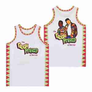 Maglia da Basket Streetwear con Ricamo e Sublimazione, Taglia USA, The Fresh Prince of <span class=keywords><strong>Bel</strong></span>-Air, Uniforme Traspirante da Uomo all'Ingrosso - Product Image 5