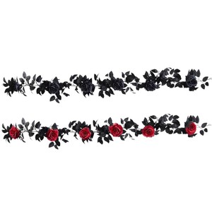 Artificial Black Rose <b>Vine</b> Garland 200cm Silk Halloween Decoration <b>Wall</b> Hanging Reusable Indoor Outdoor Decor - Product Image 5