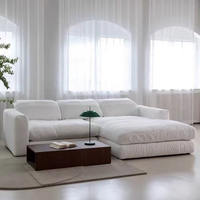Canapé modulaire sectionnel Atunus en tissu crème, style salon, blanc, doux, moderne, grand modèle nuage, pour salon