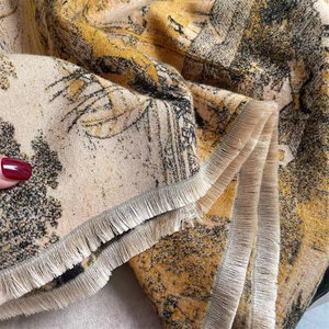 Écharpe longue pour femme OEM, à franges, motif feuille animale, carrée, double face, couleur personnalisée, antibactérienne, respirante, durable - Product Image 5