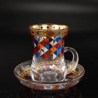 12 pièces tasse à thé et soucoupe Style arabe avec décalque fait à la main tasse à thé et tasse à café ensembles tasse à thé turque