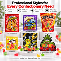 Sachets Mylar découpés en forme de dessin animé, personnalisés, imprimés, avec fermeture éclair, pour emballage de bonbons, cadeaux et snacks