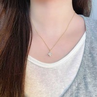 Collane con Pendenti Delicati in Oro 18K con Diamanti Coltivati in Laboratorio a Taglio Stella Brillante, Catenine con Charms di Diamanti, Gioielli Raffinati da Donna