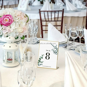 Clear Gold Edge Acrylic Flyer Document Photo Display Holders Tabletop Acrylic Table Sign para Wedding Restaurant - Product Image 3