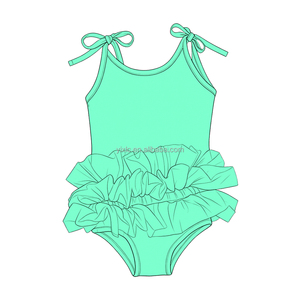 Traje de Baño <span class=keywords><strong>para</strong></span> Niñas con Volantes en la Parte Inferior y Tirantes Ajustables <span class=keywords><strong>para</strong></span> Playa y Piscina, OEM Personalizado, MOQ Bajo, Listo <span class=keywords><strong>para</strong></span> Enviar - Product Image 2