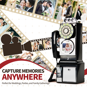 Livre d'or vidéo et audio noir, Enregistreur vocal, Livre d'or, Événement de mariage, Livre d'or vidéo rétro, Cabine téléphonique, Téléphone, Photographie - Product Image 5