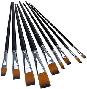 Pinceaux d'artiste professionnels, manche en bois noir, différentes tailles, forme plate, pinceaux de <span class=keywords><strong>peinture</strong></span> pour aquarelle, huile, <span class=keywords><strong>acrylique</strong></span> - Product Image 2