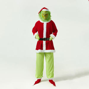 Conjunto de disfraces de Navidad Santa Claus <span class=keywords><strong>Grinch</strong></span> Trajes de felpa verde para fiesta de Navidad - Product Image 6